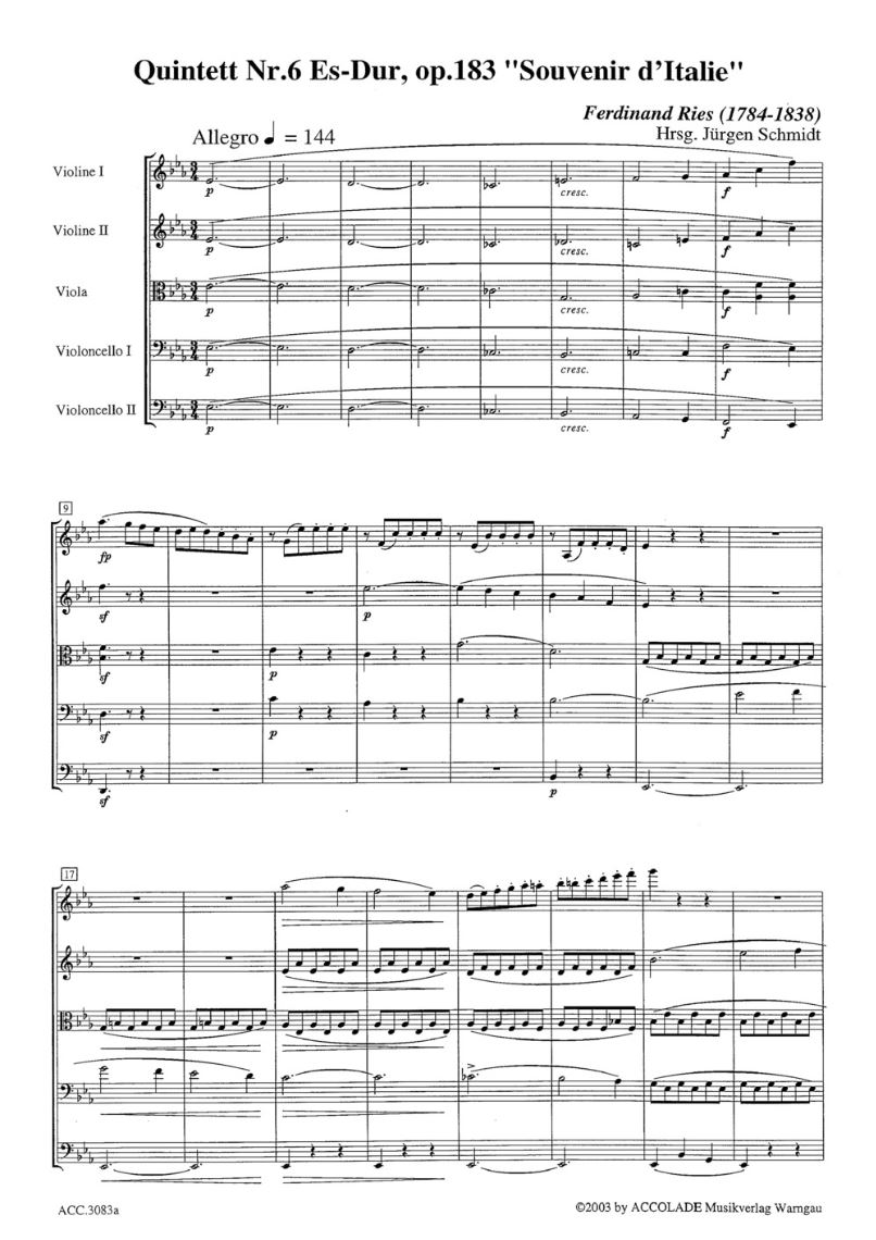 Anderes Coverbild Streichquintett Nr. 6 Es-Dur op. 183 