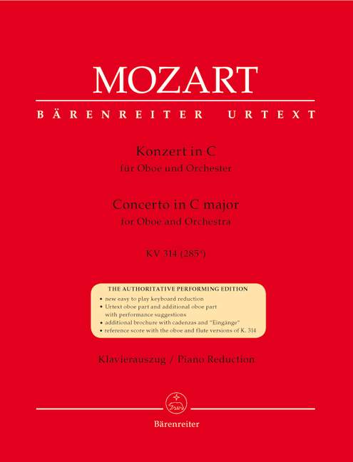 Vorderes Coverbild Konzert für Oboe und Orchester C-Dur KV 314 (285d)