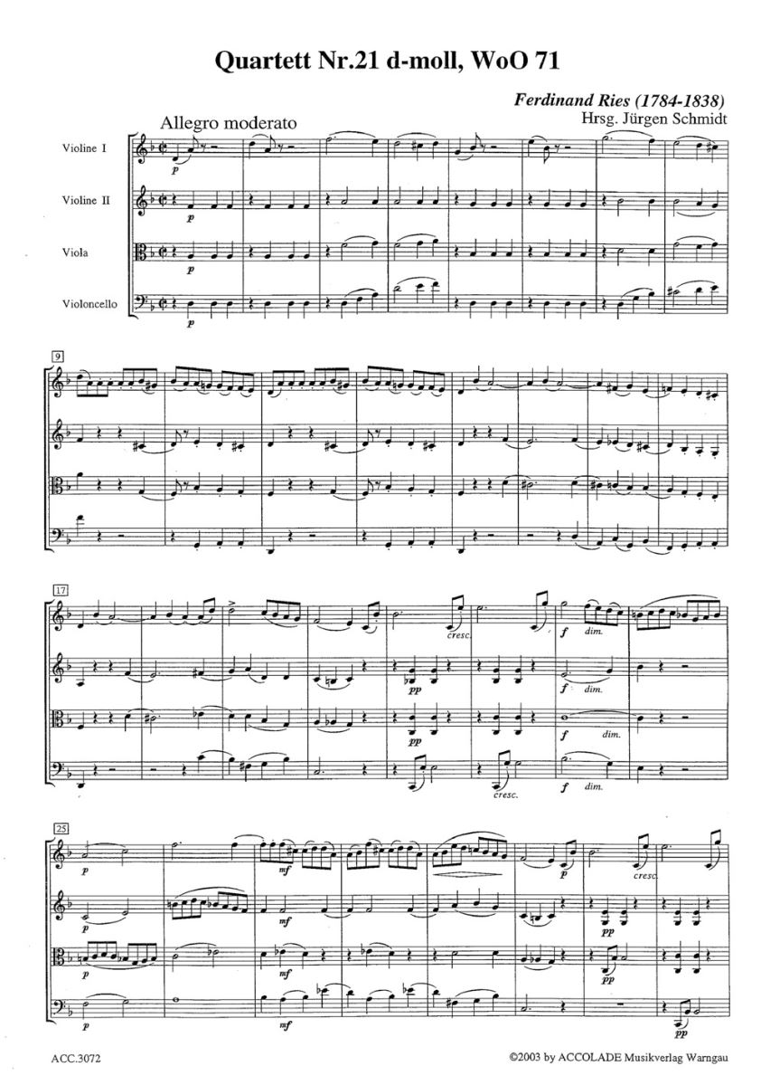 Anderes Coverbild Streichquartett Nr. 21 d-moll WoO 71 