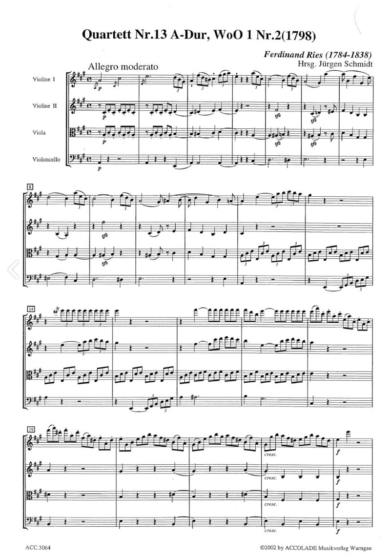 Anderes Coverbild Streichquartett Nr. 13 A-Dur WoO 1 Nr.2 