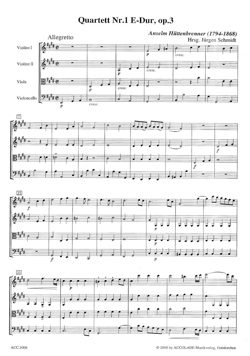 Anderes Coverbild Streichquartett Nr. 1 E-Dur op. 3 