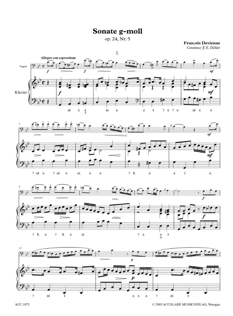 Anderes Coverbild 6 Sonaten für Fagott und Basso Continuo Nr.5 g-Moll op. 24,5