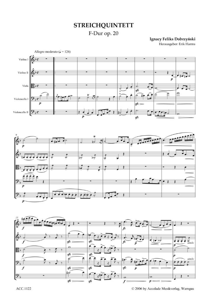 Anderes Coverbild Streichquintett Nr. 1 F-Dur op. 20 