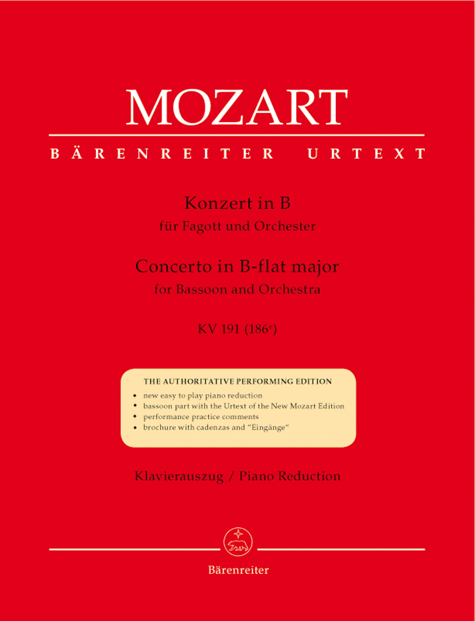 Anderes Coverbild Konzert für Fagott und Orchester B-Dur KV 191 (186e)