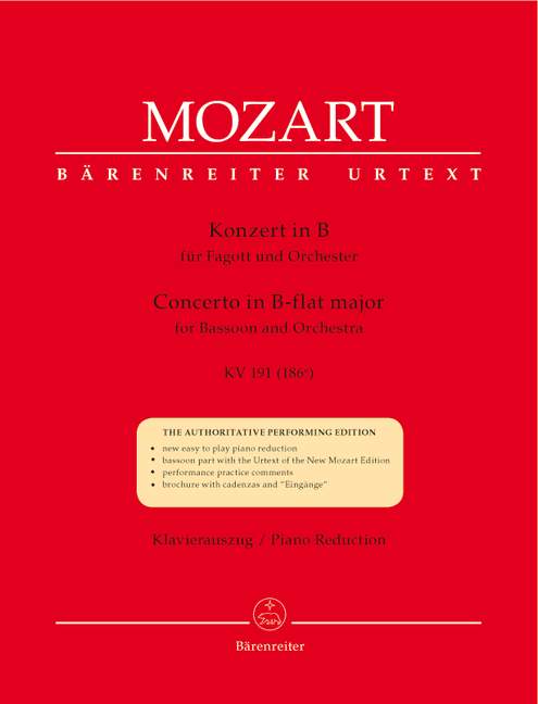 Anderes Coverbild Konzert für Fagott und Orchester B-Dur KV 191 (186e)