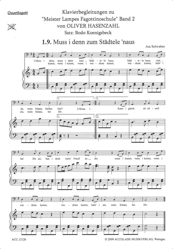 Vorderes Coverbild Meister Lampes Fagottinoschule Band 2, Klavierbegleitung