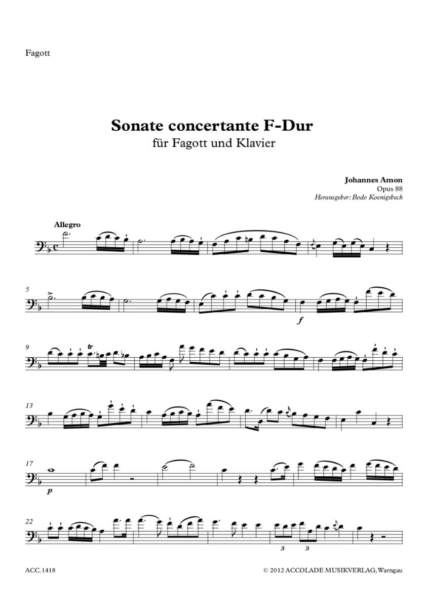Anderes Coverbild Sonate concertante F-Dur op. 88 