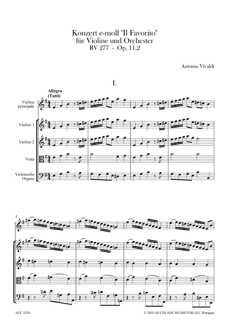 Anderes Coverbild Konzert e-moll "Il Favorito" op. 11/2 PV 106 / F:I,208 / RV 277 