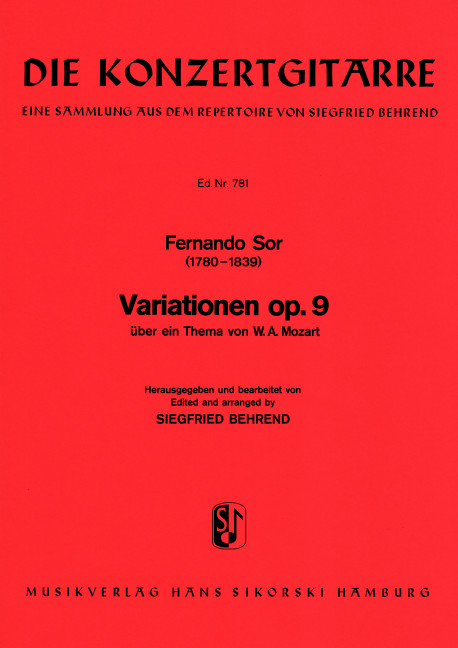 Vorderes Coverbild Variationen über ein Thema von W. A. Mozart op. 9 