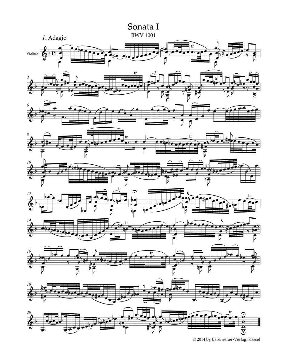 Anderes Coverbild Drei Sonaten und drei Partiten für Violine solo BWV 1001-1006