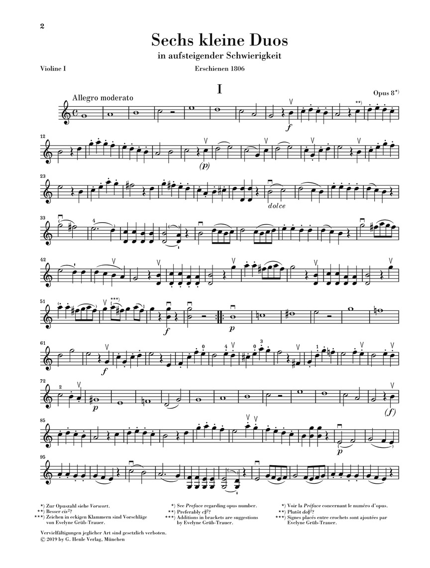 Anderes Coverbild Sechs kleine Duos op. 8 für zwei Violinen