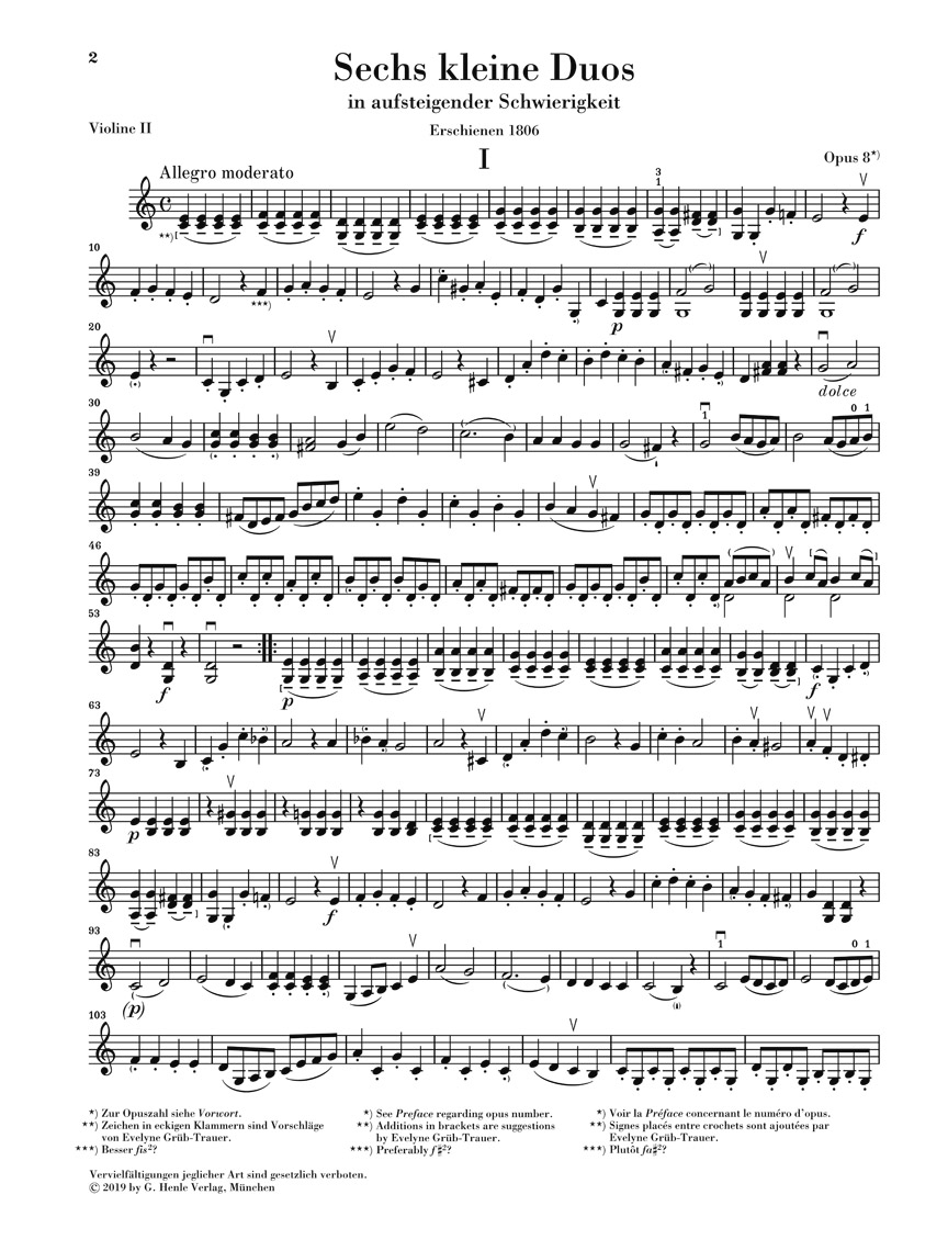 Anderes Coverbild Sechs kleine Duos op. 8 für zwei Violinen