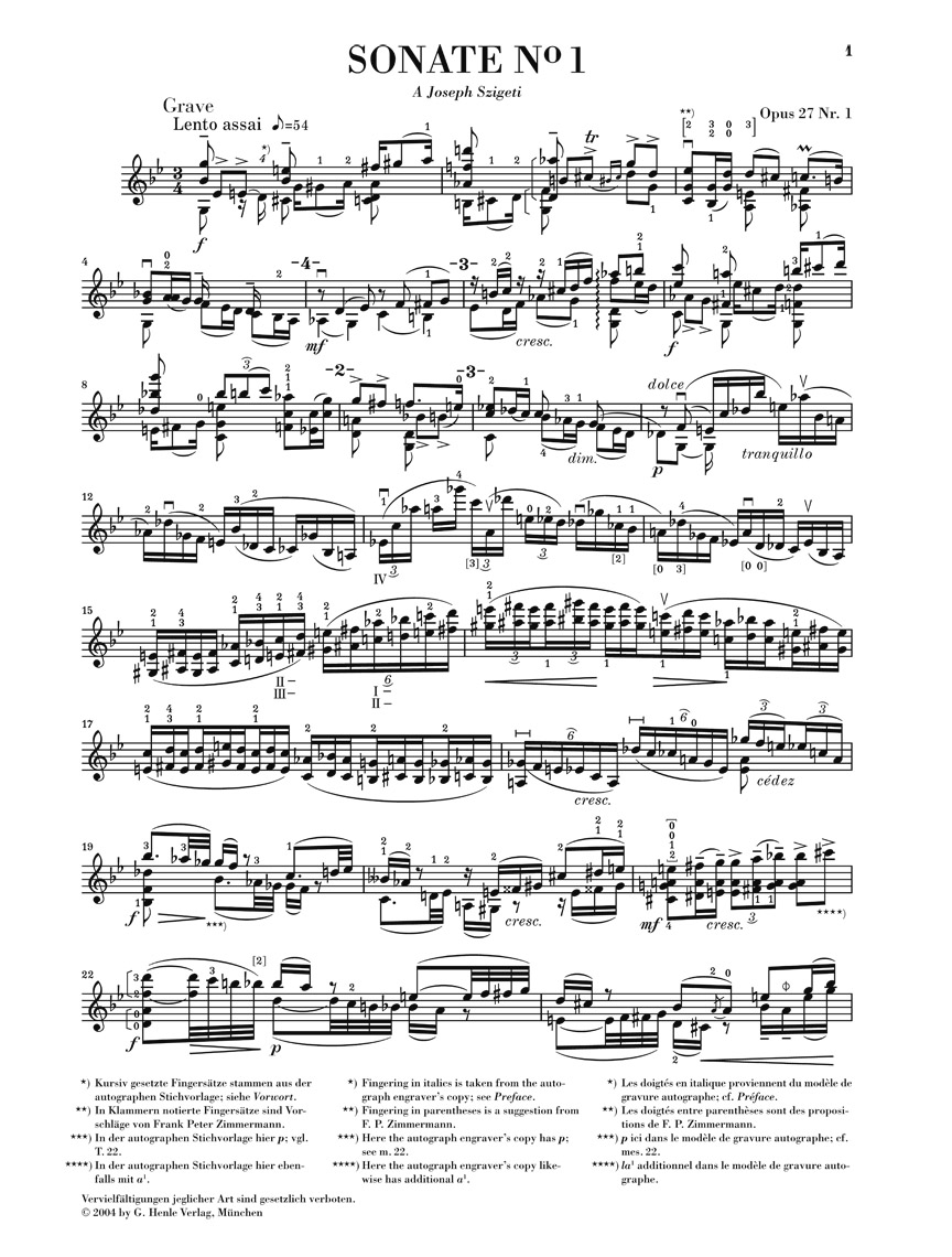 Anderes Coverbild Sechs Sonaten für Violine solo op. 27