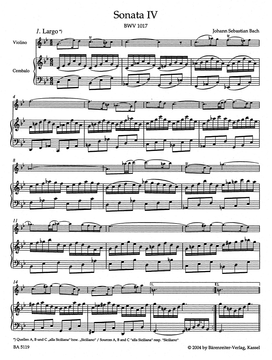 Anderes Coverbild Sechs Sonaten für Violine und obligates Cembalo BWV 1017-1019