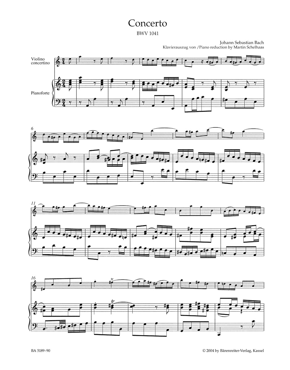 Anderes Coverbild Konzert für Violine, Streicher und Basso continuo a-Moll BWV 1041