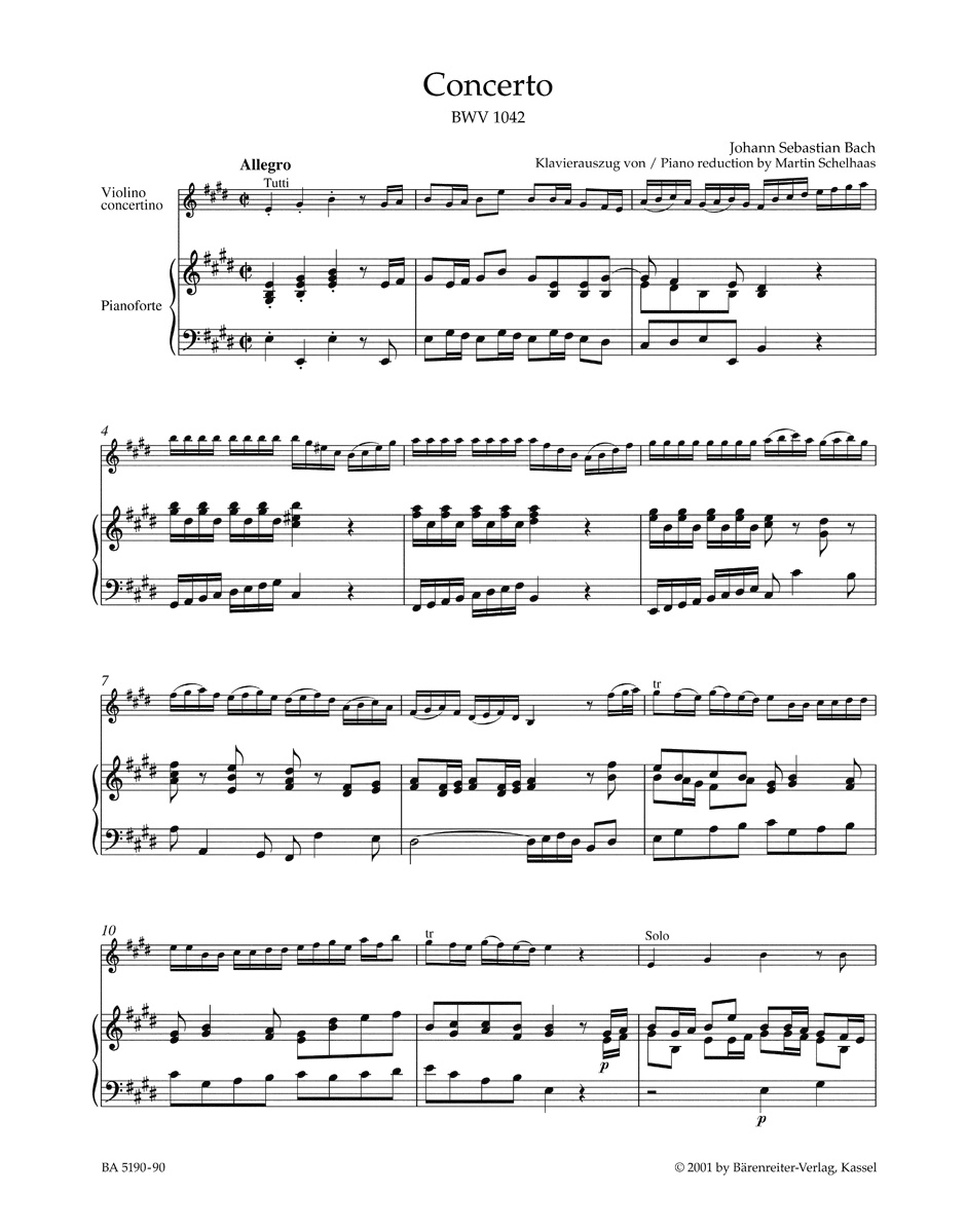 Anderes Coverbild Konzert für Violine, Streicher und Basso continuo E-Dur BWV 1042
