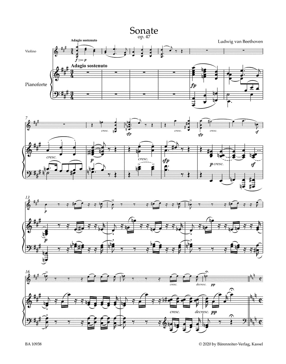 Anderes Coverbild Sonate für Klavier und Violine A-Dur op. 47 "Kreutzersonate"