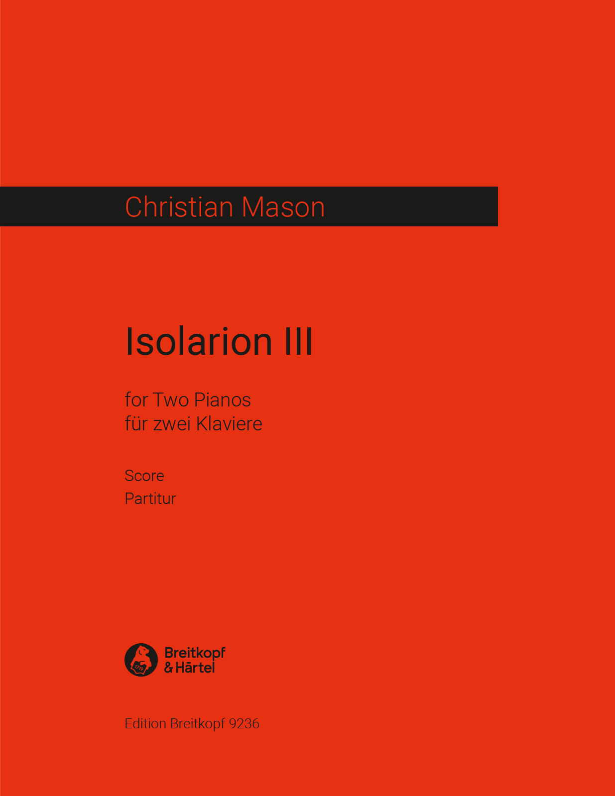 Vorderes Coverbild Isolarion III für zwei Klaviere (2016)
