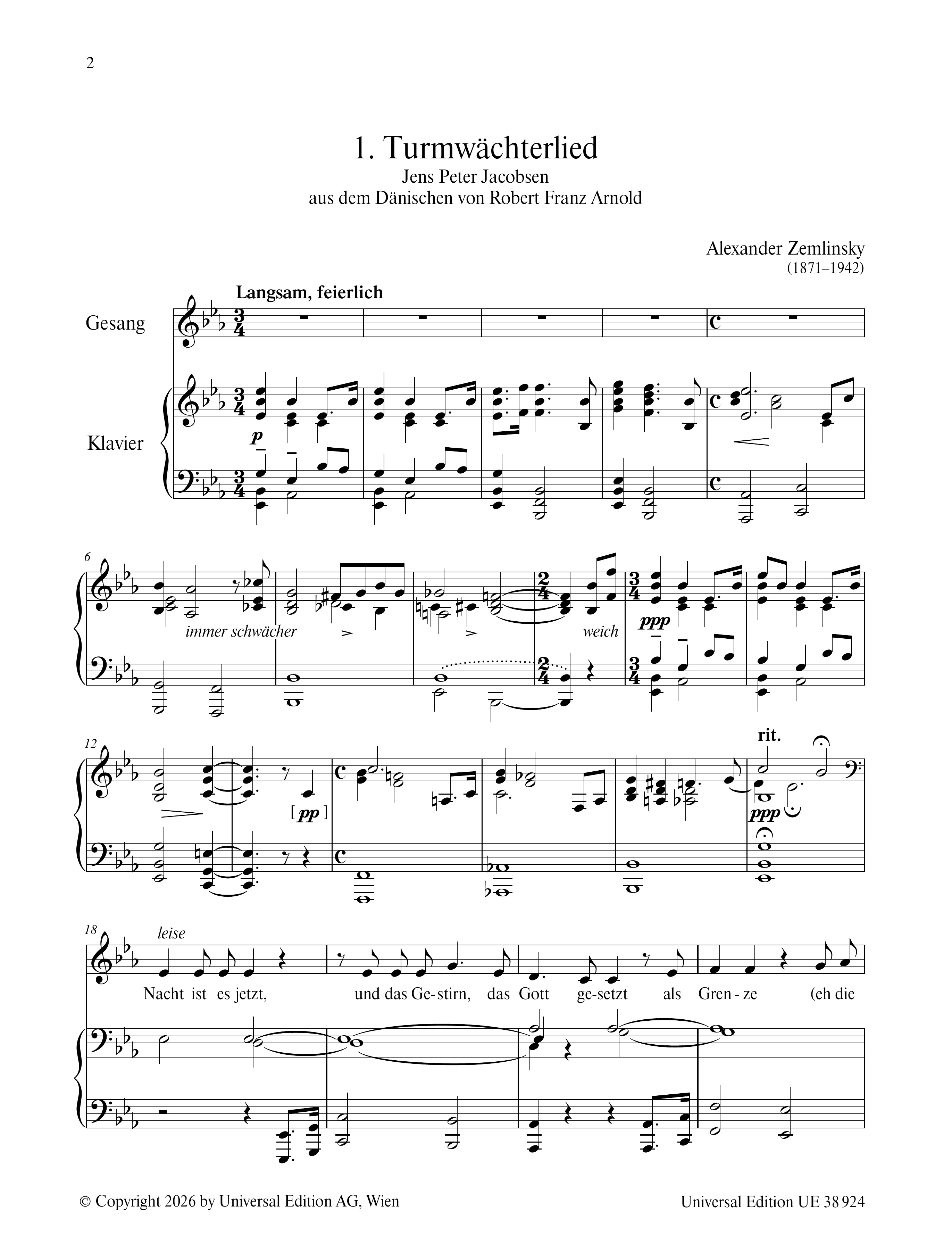 Anderes Coverbild Turmwächterlied und andere Gesänge op. 8