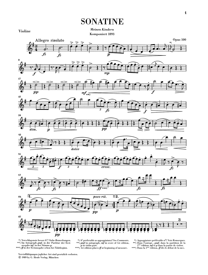 Anderes Coverbild Sonatine für Klavier und Violine G-dur op. 100