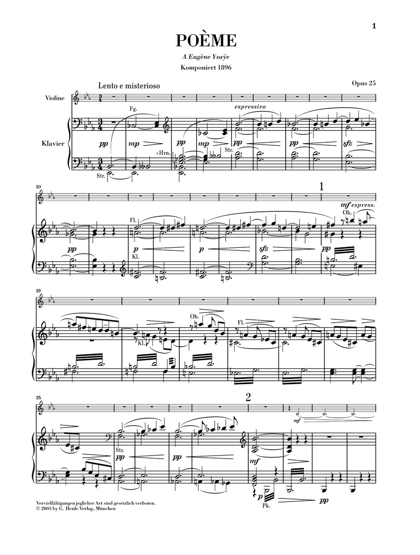 Anderes Coverbild Poème Opus 25 für Violine und Orchester