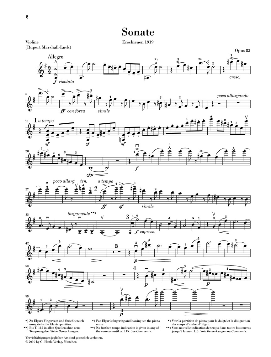 Anderes Coverbild Sonate für Violine und Klavier op. 82
