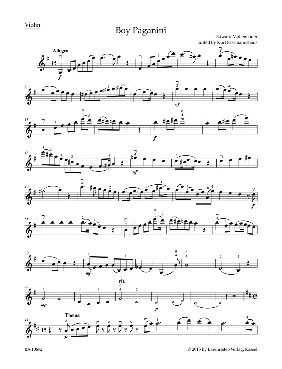Anderes Coverbild The Boy Paganini für Violine und Piano