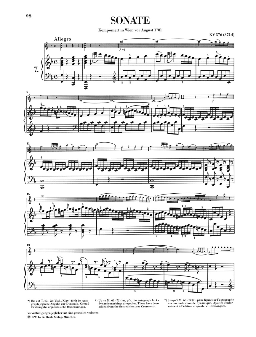 Anderes Coverbild Violinsonaten Band 2 KV 376; KV 296; KV 377-380