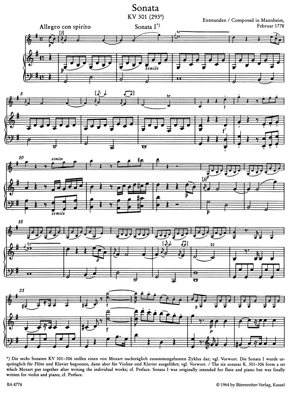 Anderes Coverbild Sonaten für Klavier und Violine KV 301-306, 296, 378