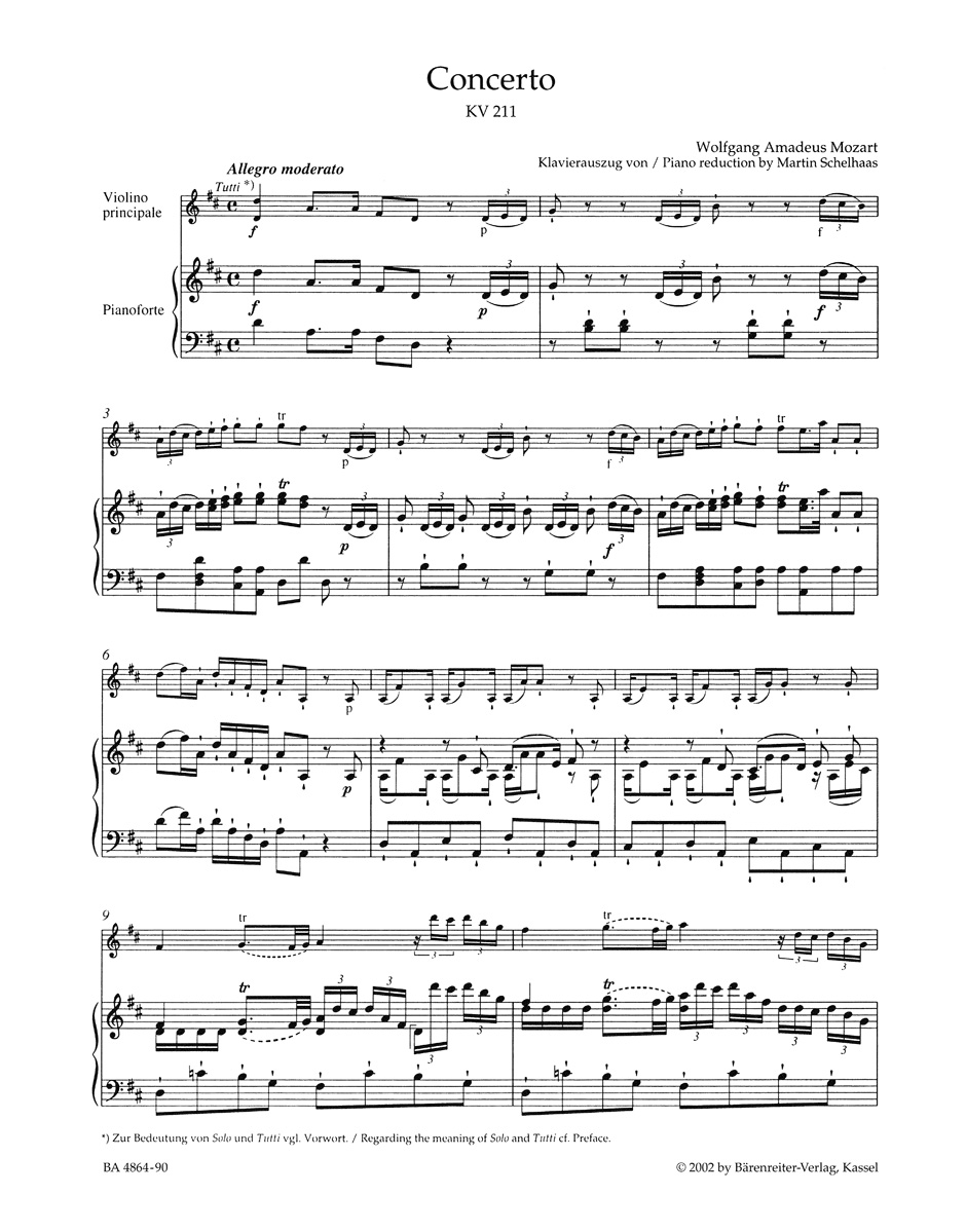 Anderes Coverbild Konzert für Violine und Orchester Nr. 2 D-Dur KV 211