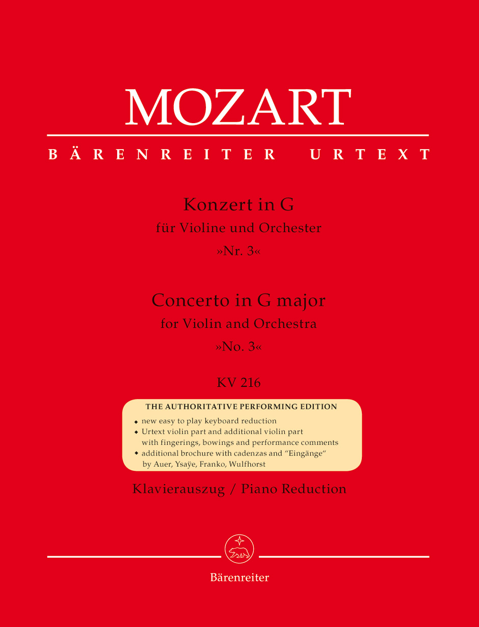 Vorderes Coverbild Konzert für Violine und Orchester Nr. 3 G-Dur KV 216