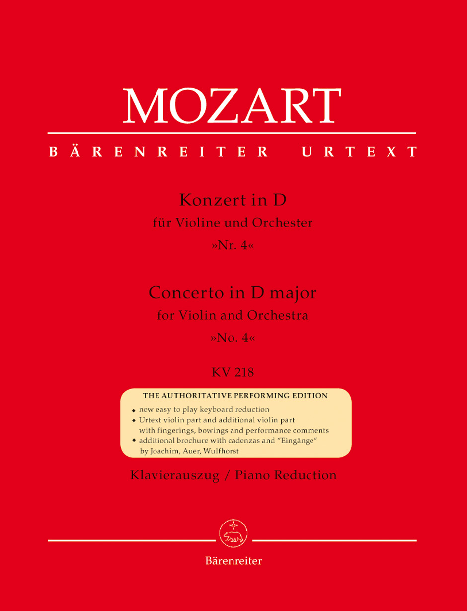 Vorderes Coverbild Konzert für Violine und Orchester Nr. 4 D-Dur KV 218