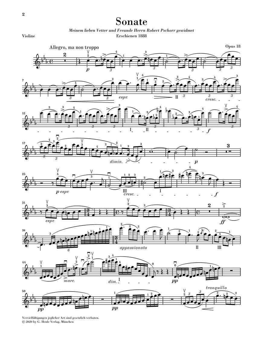 Anderes Coverbild Sonate Es-dur op. 18 für Violine und Klavier