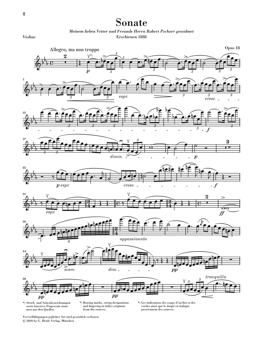 Anderes Coverbild Sonate Es-dur op. 18 für Violine und Klavier