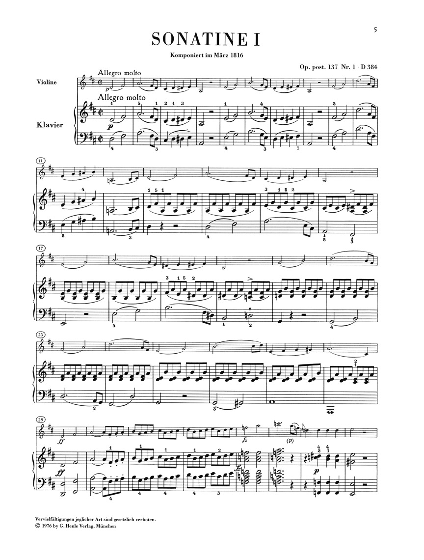 Anderes Coverbild Sonatinen für Klavier und Violine op. post. 137