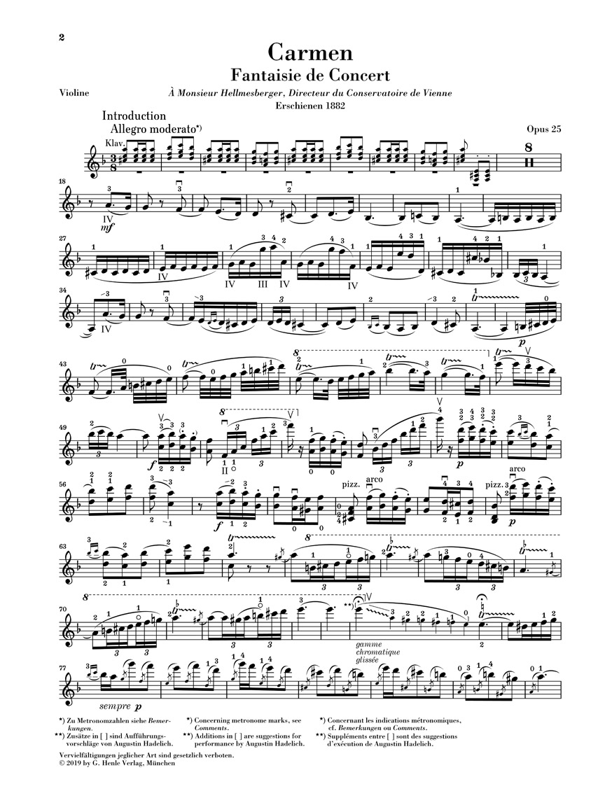 Anderes Coverbild Carmen-Fantasie op. 25 für Violine und Klavier