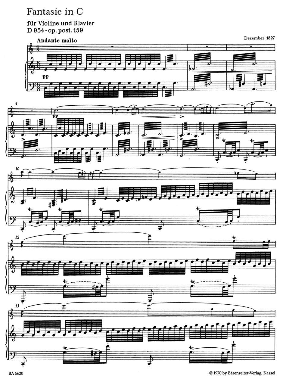 Anderes Coverbild Fantasie für Violine und Klavier C-Dur op. post. 159 D 934