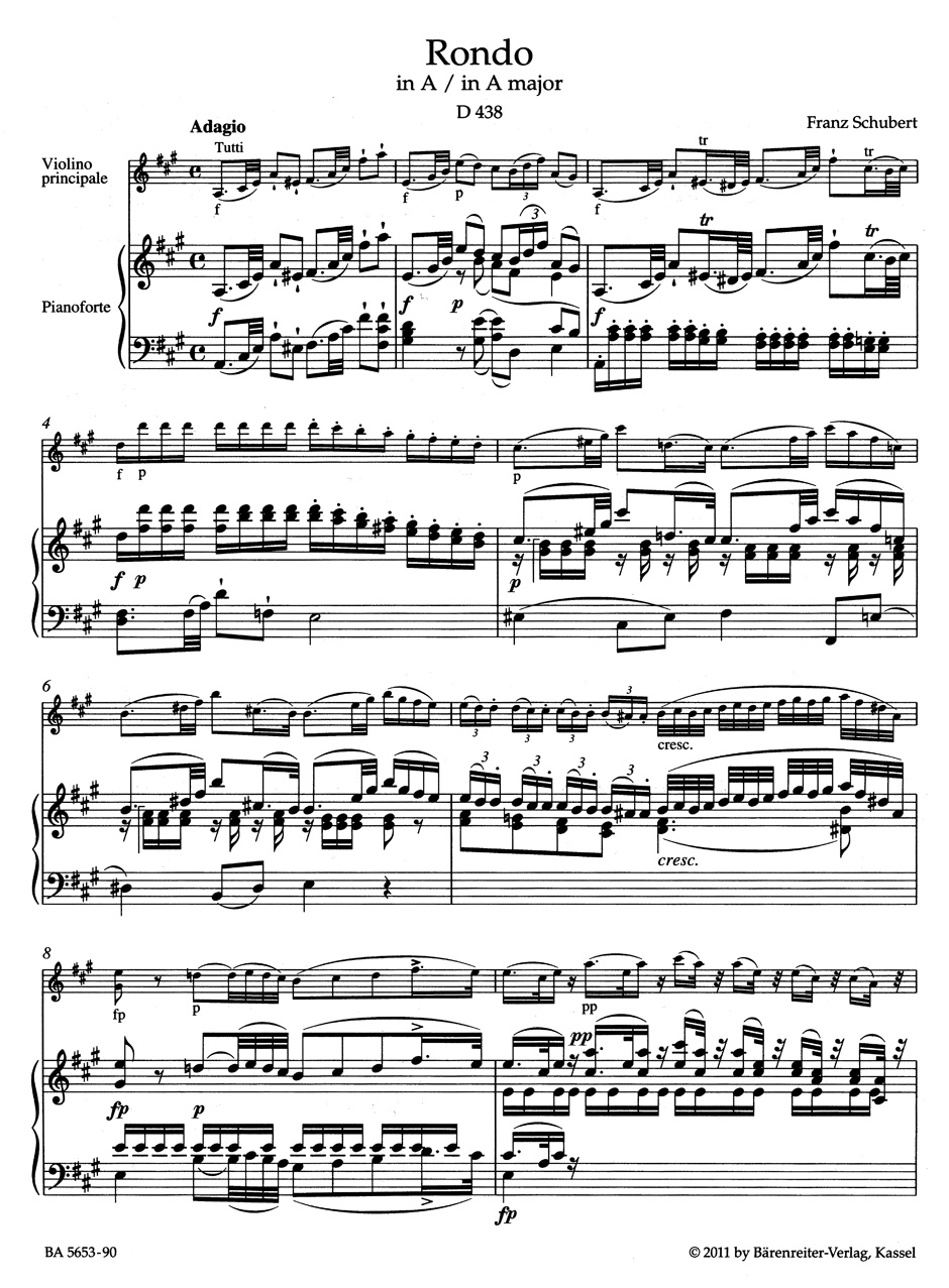 Anderes Coverbild Rondo für Violine und Streicher A-Dur D 438