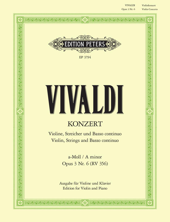 Anderes Coverbild Konzert für Violine, Streicher und Basso continuo a-Moll op. 3 Nr. 6 RV 356