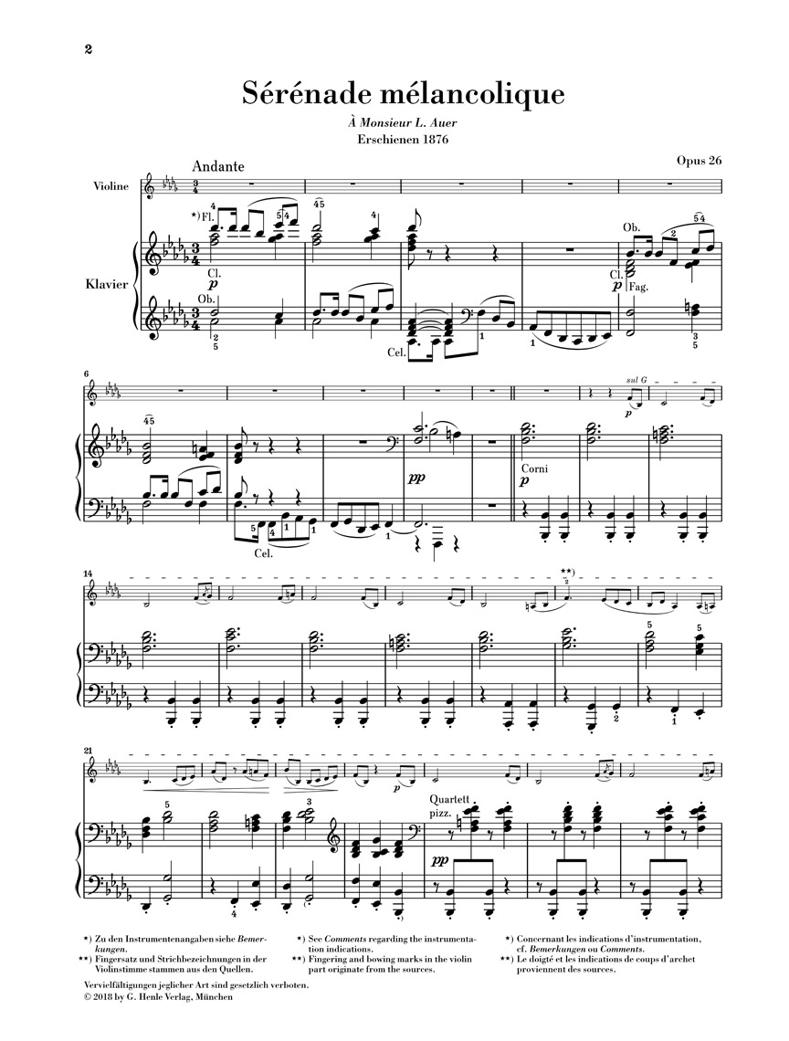 Anderes Coverbild Sérénade mélancolique op. 26