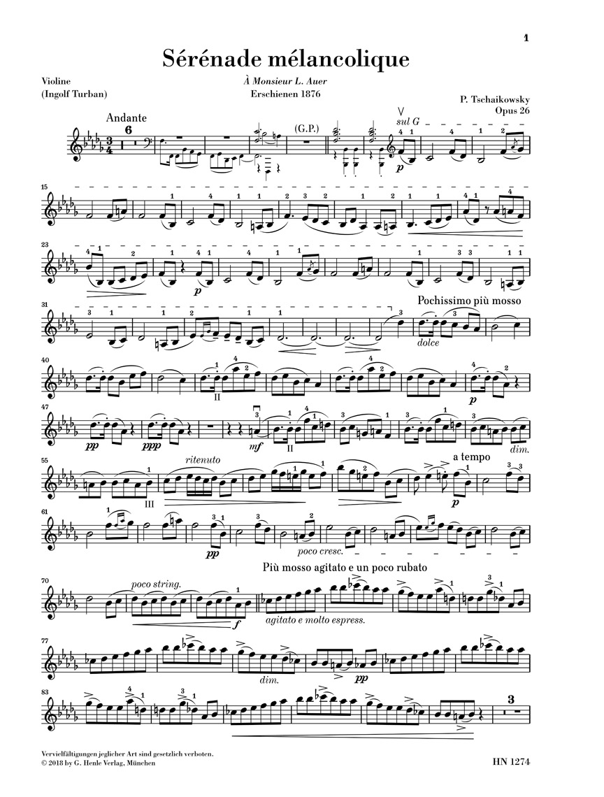 Anderes Coverbild Sérénade mélancolique op. 26