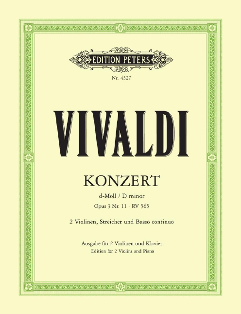 Vorderes Coverbild Konzert für 2 Violinen, Streicher und Basso continuo d-moll op. 3 Nr. 11 RV 565