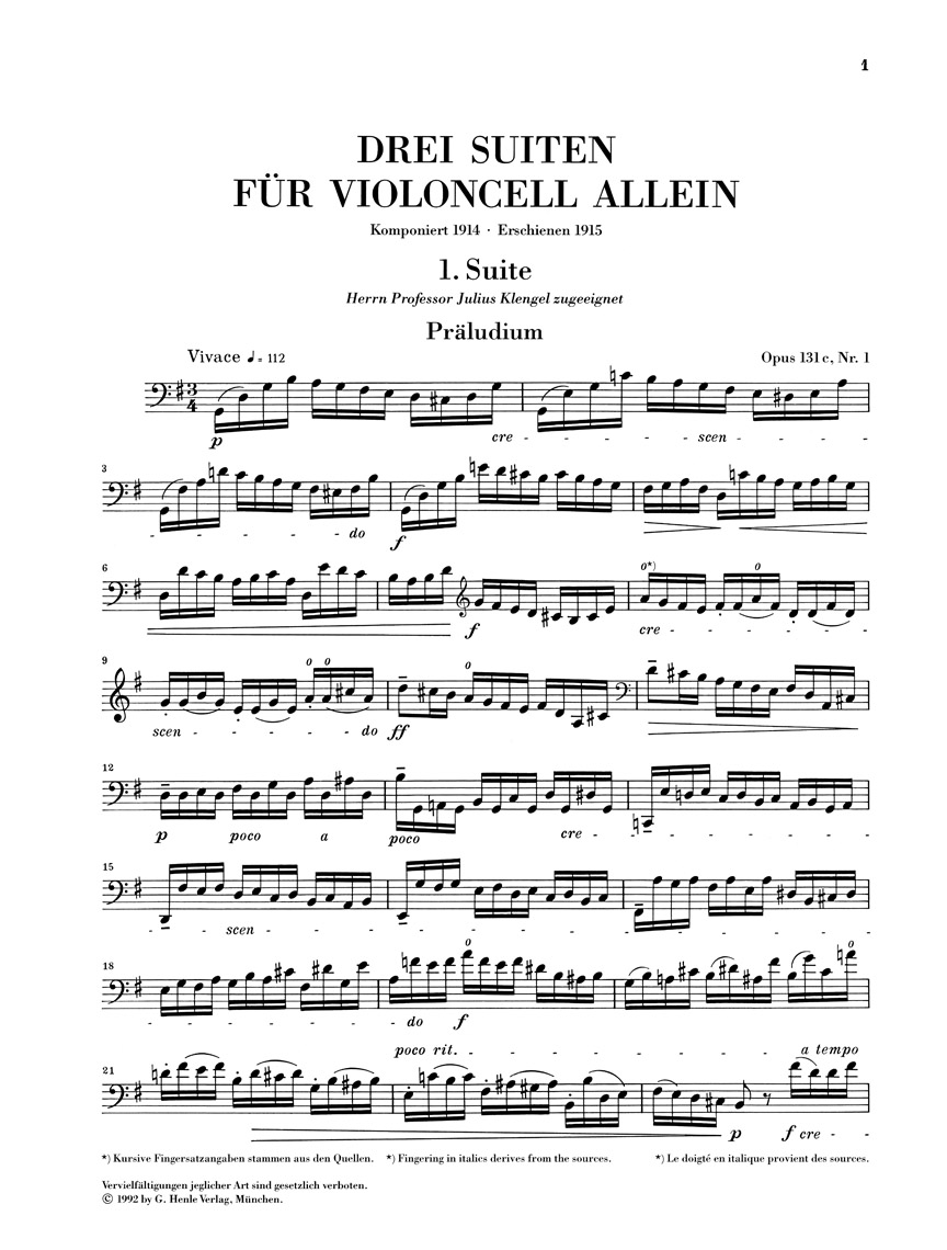Anderes Coverbild Drei Suiten für Violoncello solo op. 131c