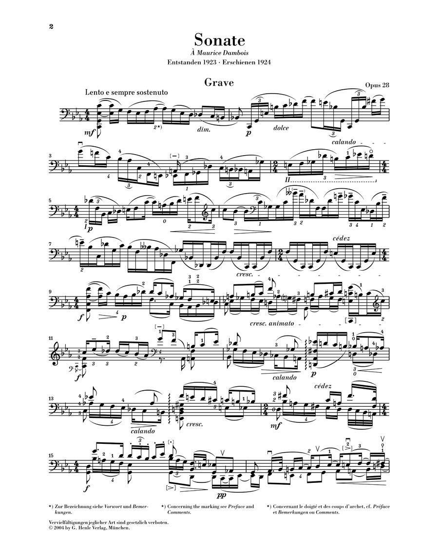 Anderes Coverbild Sonate für Violoncello solo op. 28