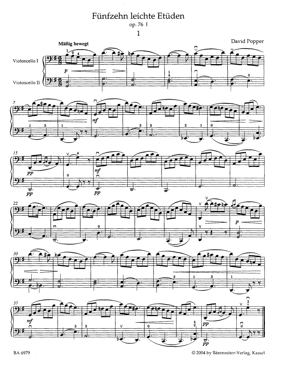 Anderes Coverbild Fünfzehn leichte, melodisch-harmonische Etüden für Violoncello mit Begleitung eines zweiten Violoncellos (ad libitum) I - Zehn mittelschwere große Etüden für Violoncello solo op. 76