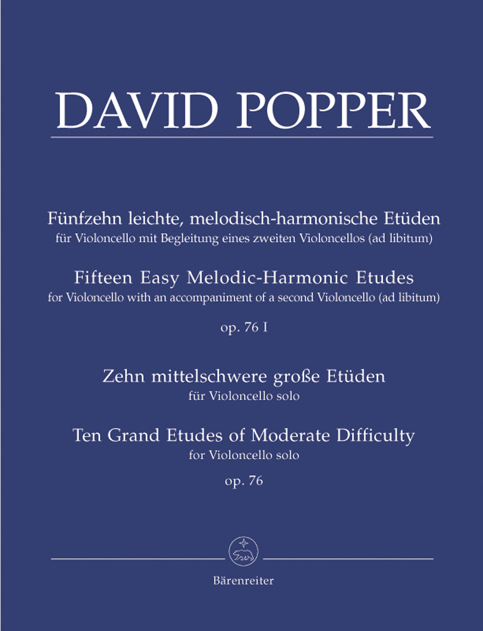 Vorderes Coverbild Fünfzehn leichte, melodisch-harmonische Etüden für Violoncello mit Begleitung eines zweiten Violoncellos (ad libitum) I - Zehn mittelschwere große Etüden für Violoncello solo op. 76