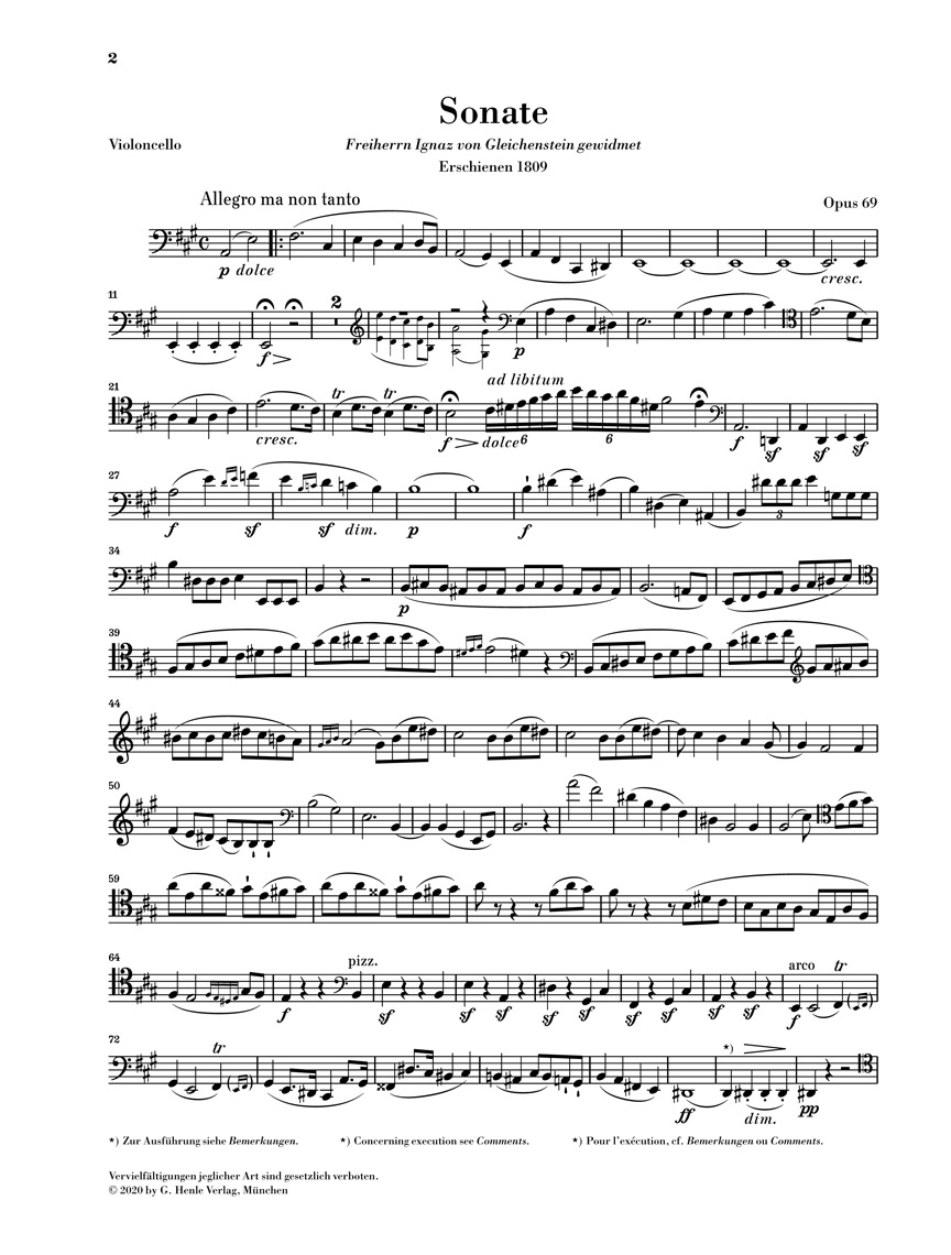 Anderes Coverbild Sonate A-dur op. 69 für Klavier und Violoncello