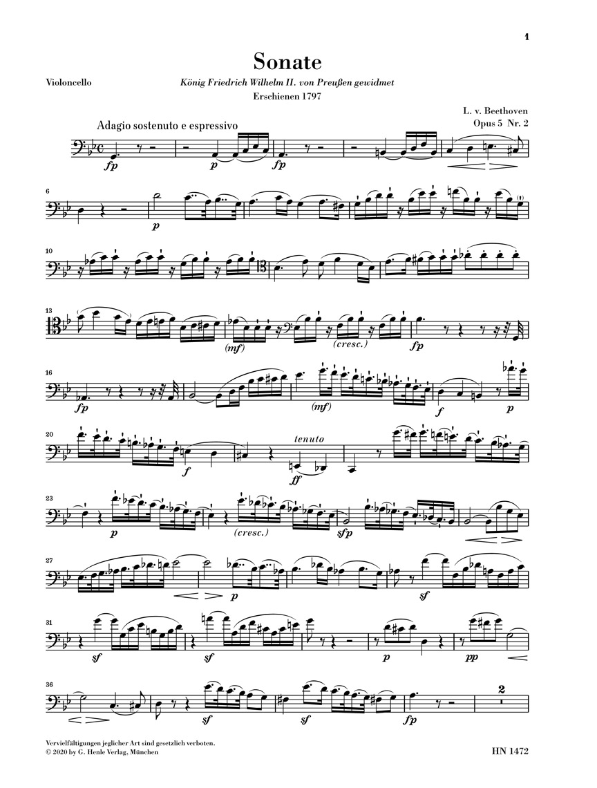 Anderes Coverbild Sonate g-moll op. 5,2 für Klavier und Violoncello