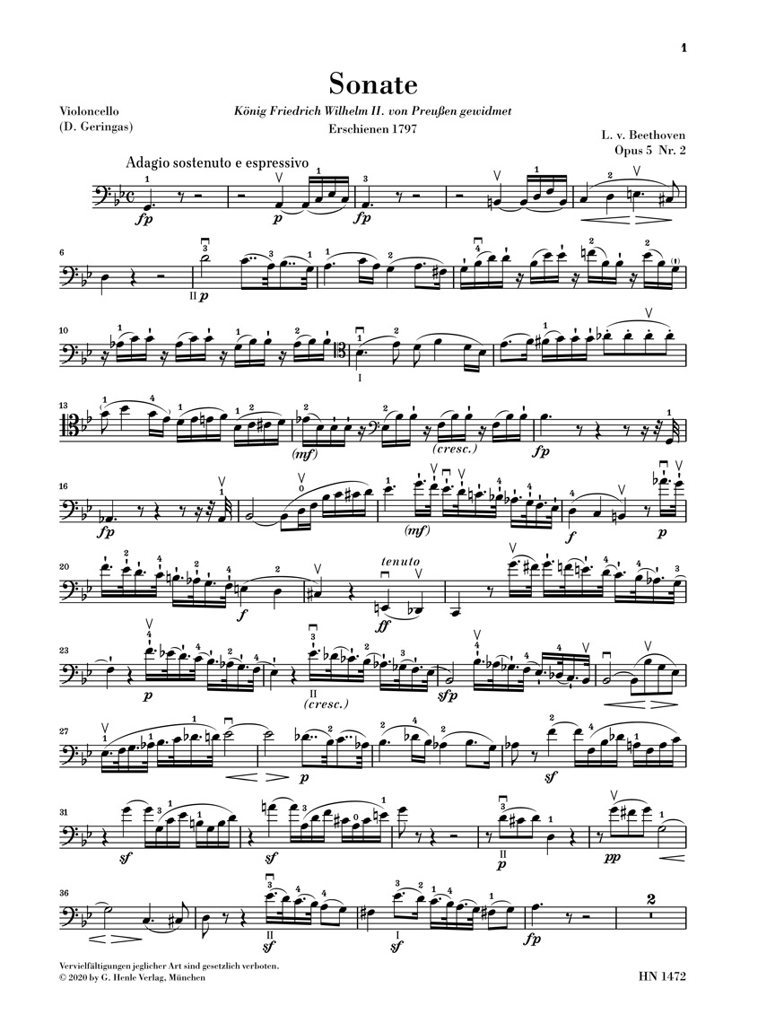 Anderes Coverbild Sonate g-moll op. 5,2 für Klavier und Violoncello