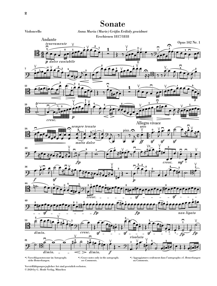 Anderes Coverbild Sonate C-dur op. 102,1 für Klavier und Violoncello